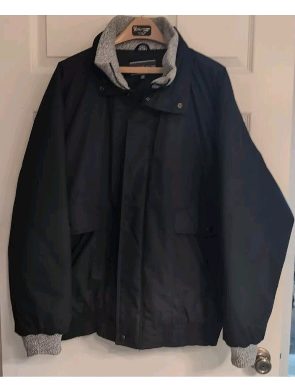 David Taylor Black Y2K Bomber Jacket XL Tall Quilted Lined Fleece Collar Cuffs